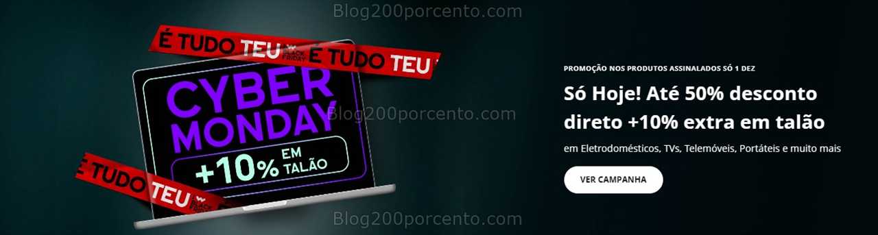 Alerta - CYBER MONDAY Só Hoje descontos extra online em centenas de lojas!