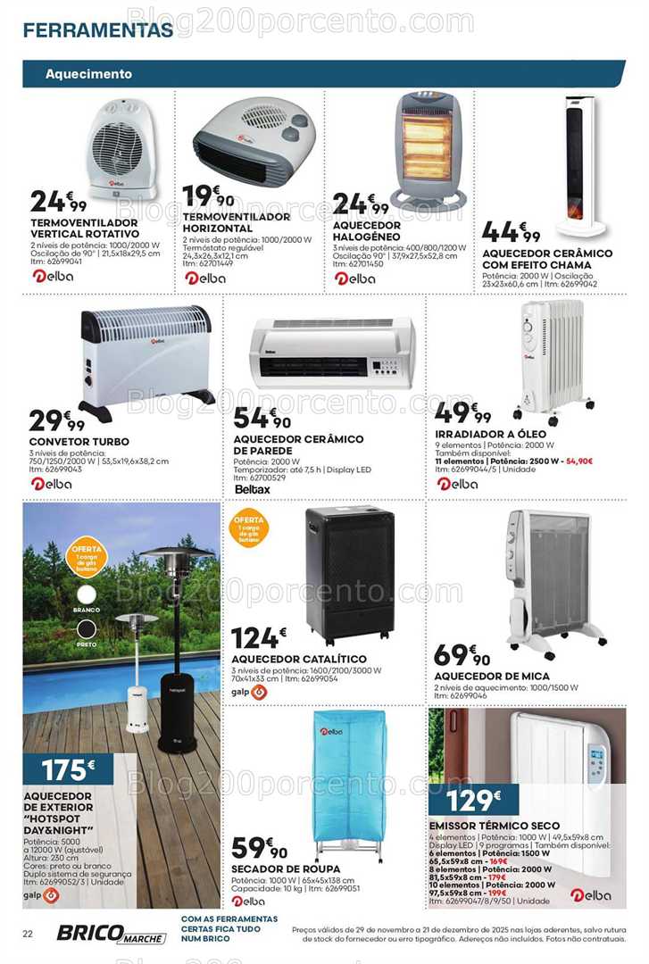 Antevisão Folheto BRICOMARCHÉ Aquecimento Promoções de 29 novembro a 21 dezembro