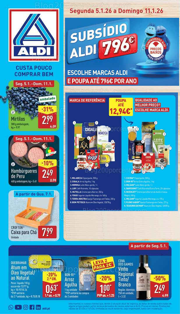 Antevisão Folheto ALDI Promoções de 5 a 11 janeiro