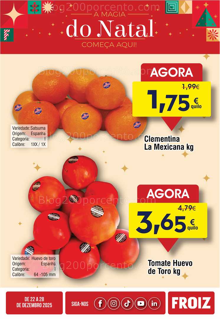 Antevisão Folheto FROIZ Promoções de 22 a 29 dezembro