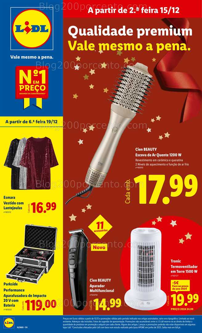 Antevisão Folheto LIDL Bazar Promoções de 15 a 25 dezembro