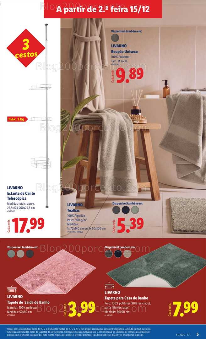 Antevisão Folheto LIDL Bazar Promoções de 15 a 25 dezembro