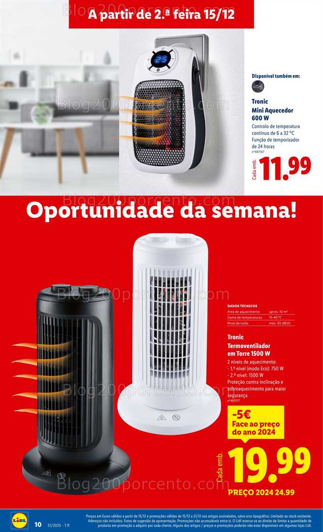 Antevisão Folheto LIDL Bazar Promoções de 15 a 25 dezembro