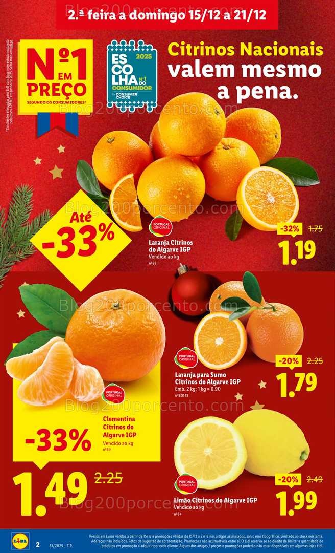 Antevisão Folheto LIDL Frescos Promoções de 15 a 21 dezembro