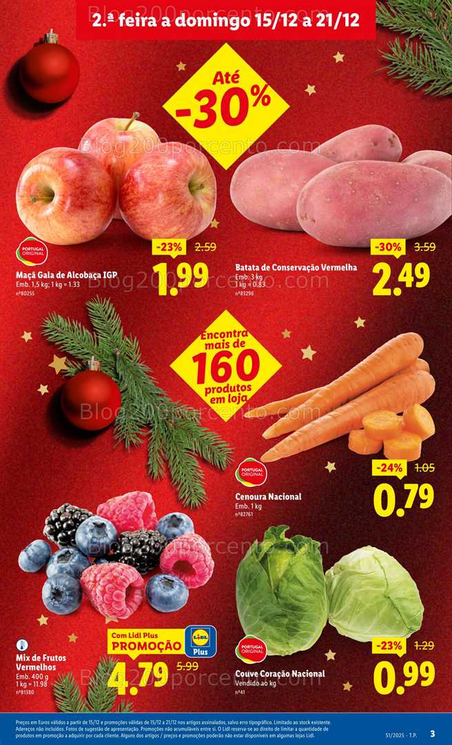 Antevisão Folheto LIDL Frescos Promoções de 15 a 21 dezembro