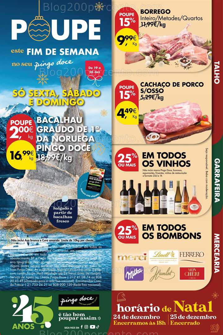 Antevisão Folheto PINGO DOCE Promoções Fim de Semana - 19 a 26 dezembro
