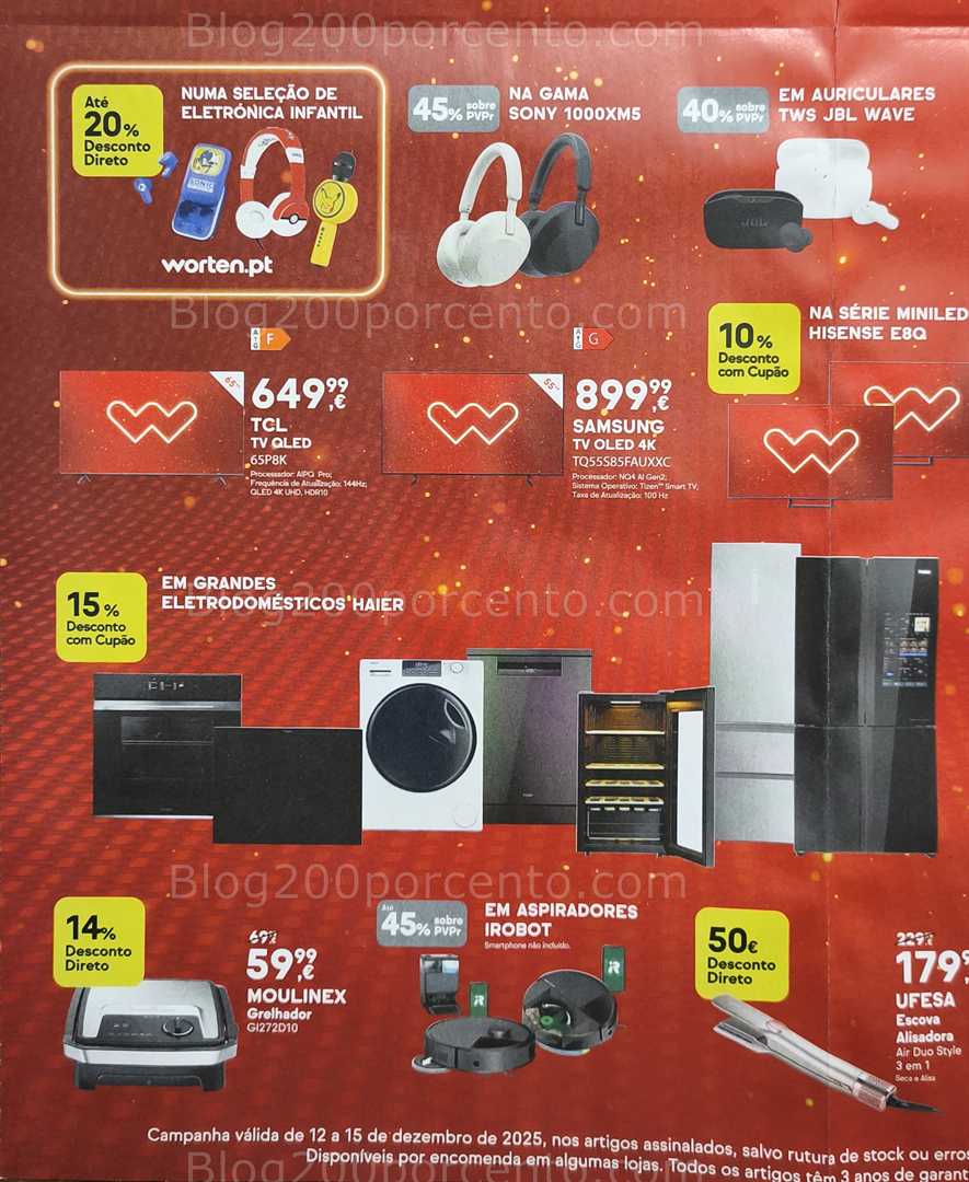 Antevisão Folheto WORTEN Fim de Semana Promoções de 12 a 15 dezembro