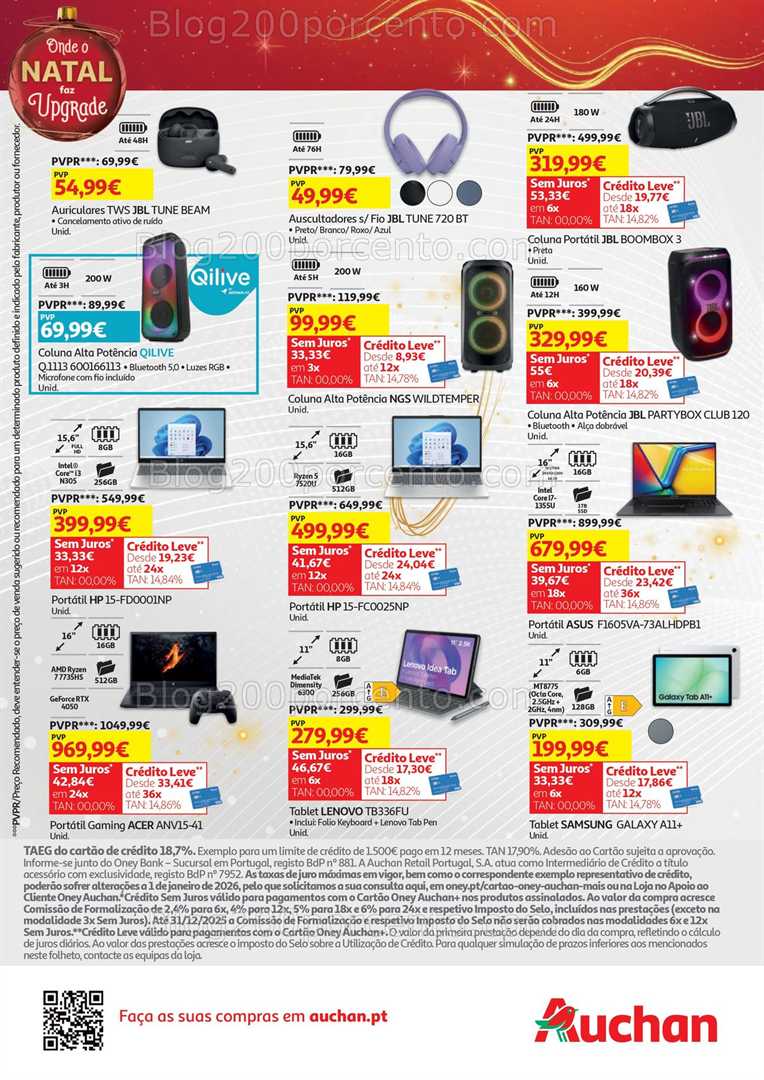 Antevisão Folheto AUCHAN Tecnologia Natal Promoções de 17 dezembro a 1 janeiro