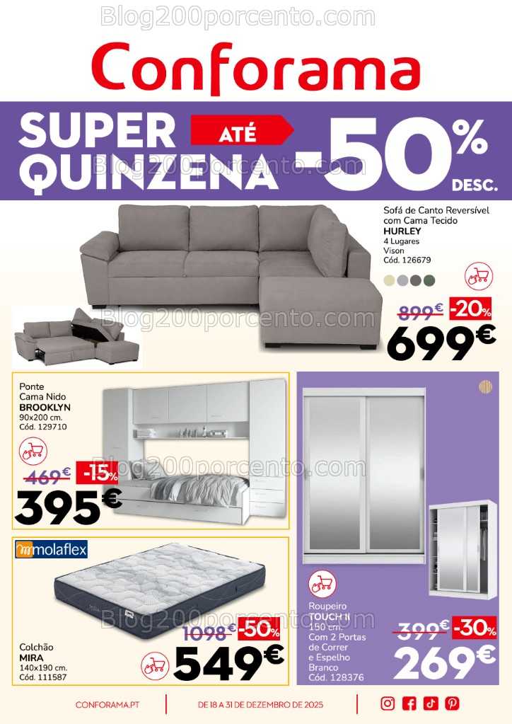 Antevisão Folheto CONFORAMA Promoções de 18 a 31 dezembro