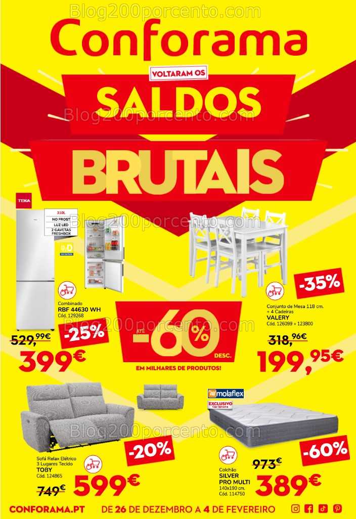 Antevisão Folheto CONFORAMA Saldos Promoções 26 dezembro a 4 fevereiro