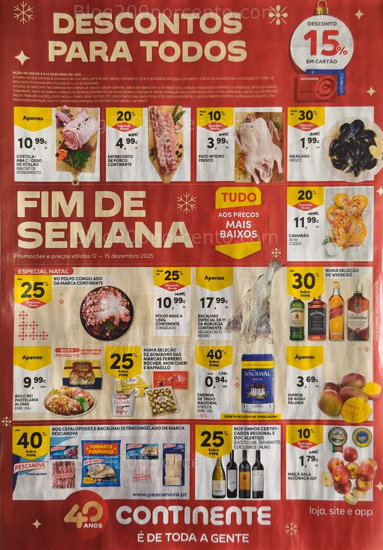 Antevisão Folheto CONTINENTE Promoções Fim de Semana - 12 a 15 dezembro