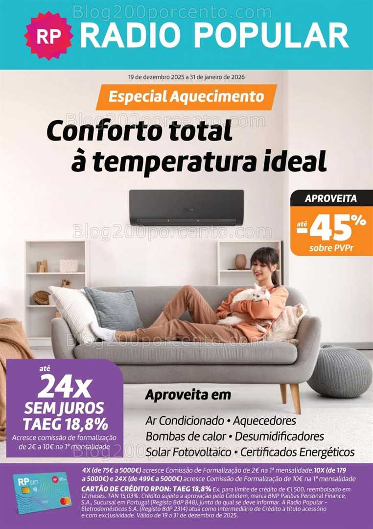 Antevisão Folheto RADIO POPULAR Aquecimento Promoções de 19 dezembro a 31 janeiro