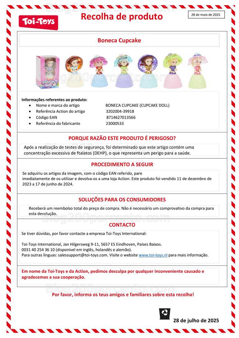 ALERTA - Recolhas de Produtos ACTION brinquedos