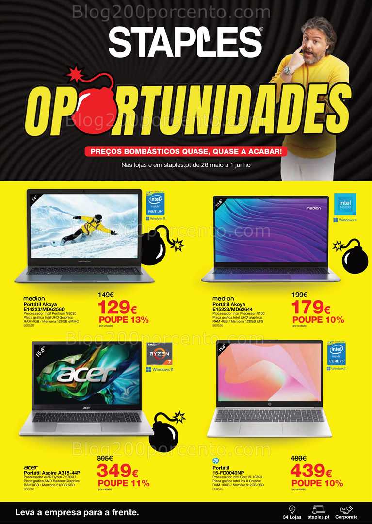 Antevisão Folheto STAPLES Oportunidades Promoções de 26 maio a 1 junho all