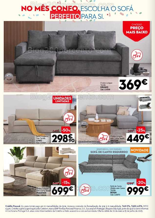 Antevisão Folheto CONFORAMA Promoções de 29 maio a 25 junho all