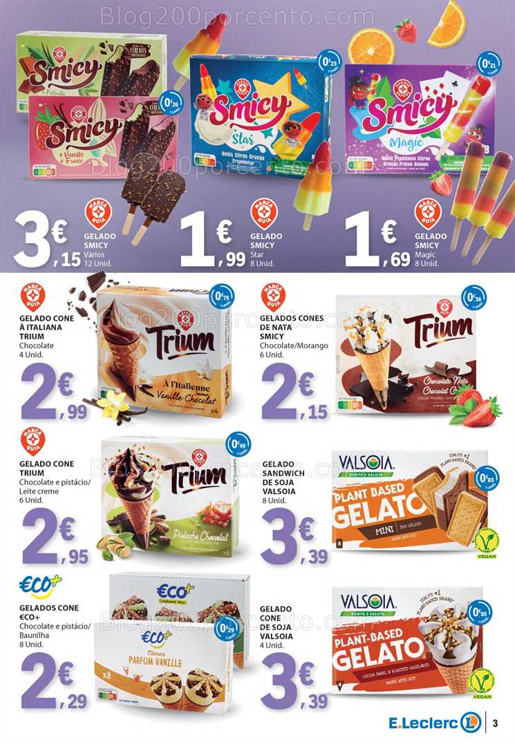 Antevisão Folheto E-LECLERC Gelados, Bebidas e Iogurtes - 17 a 29 junho all