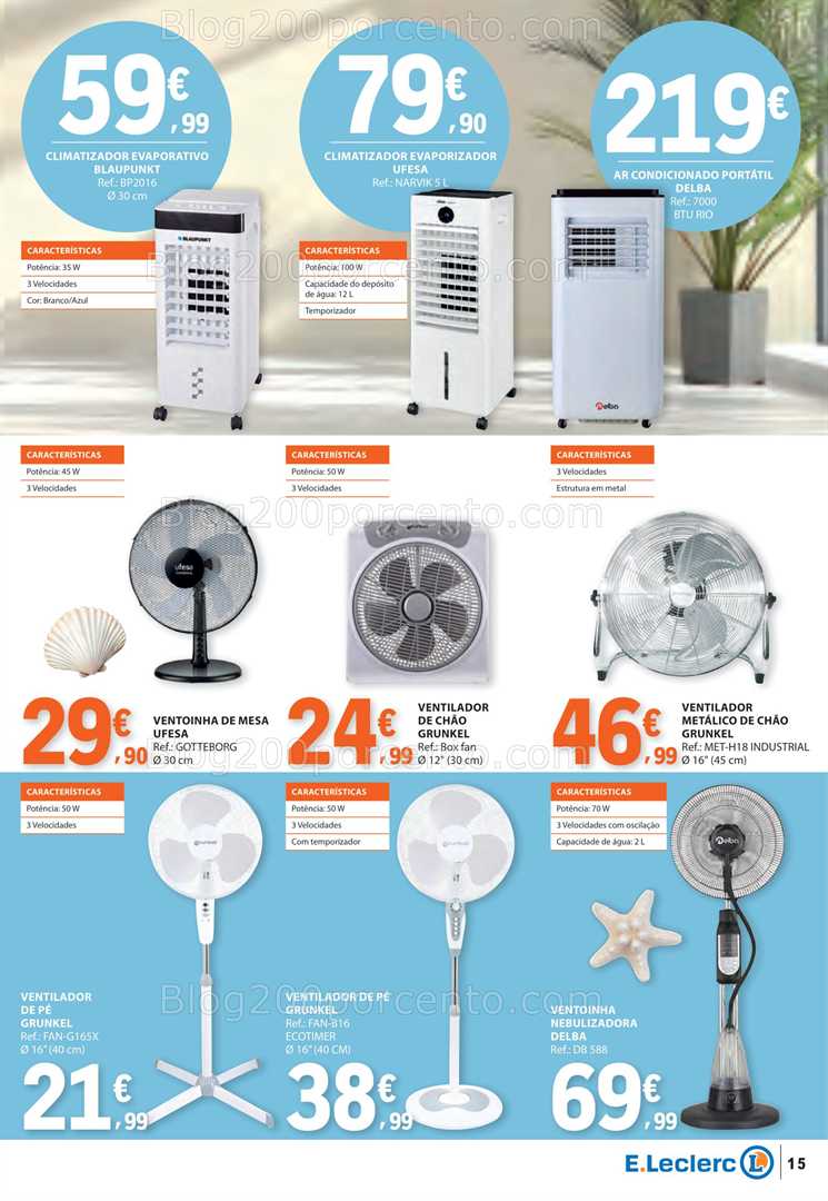 Antevisão Folheto E-LELCERC Especial Praia e Verão Promoções de 10 a 29 junho ventilação