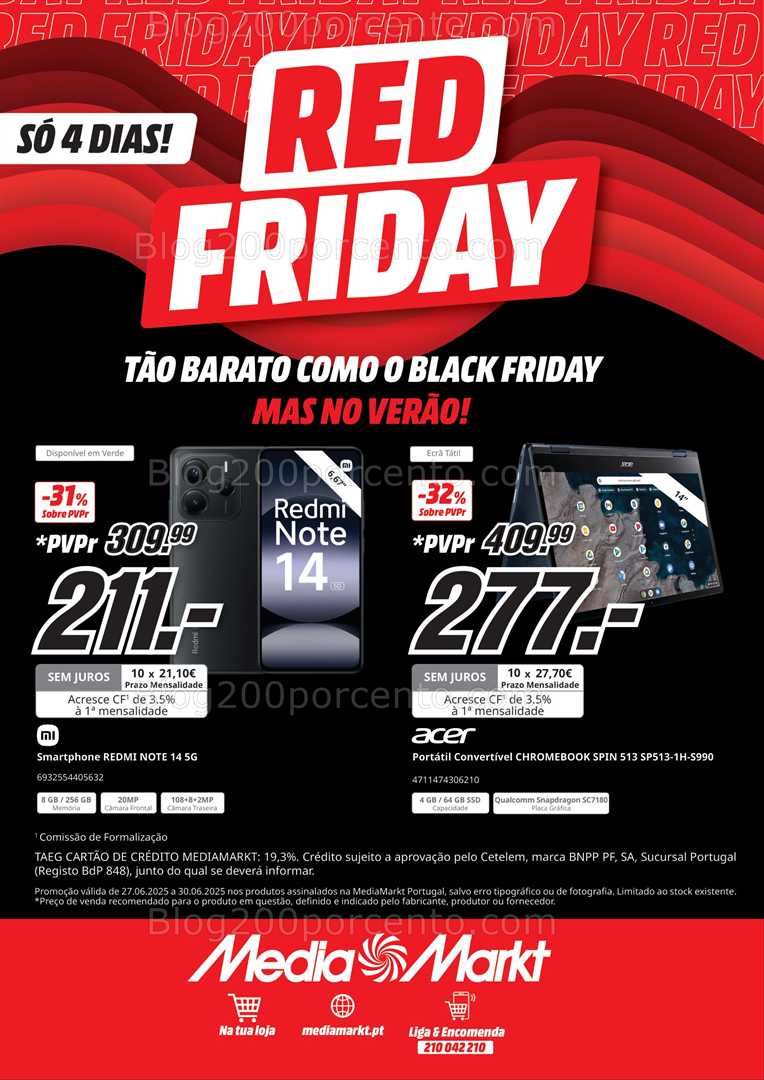 Antevisão Folheto MEDIA MARKT Red Friday Promoções de 27 a 30 junho all