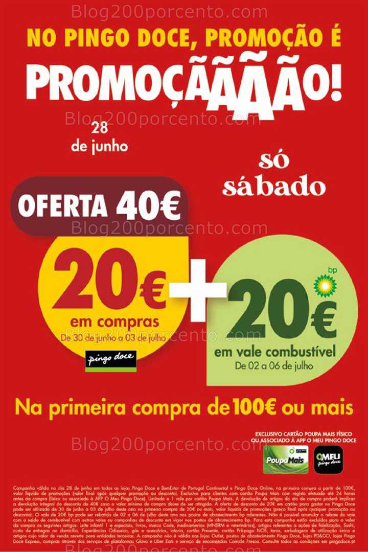 Antevisão e confirmação da Oferta 40€ PINGO DOCE - só este sábado - 28 junho combustível