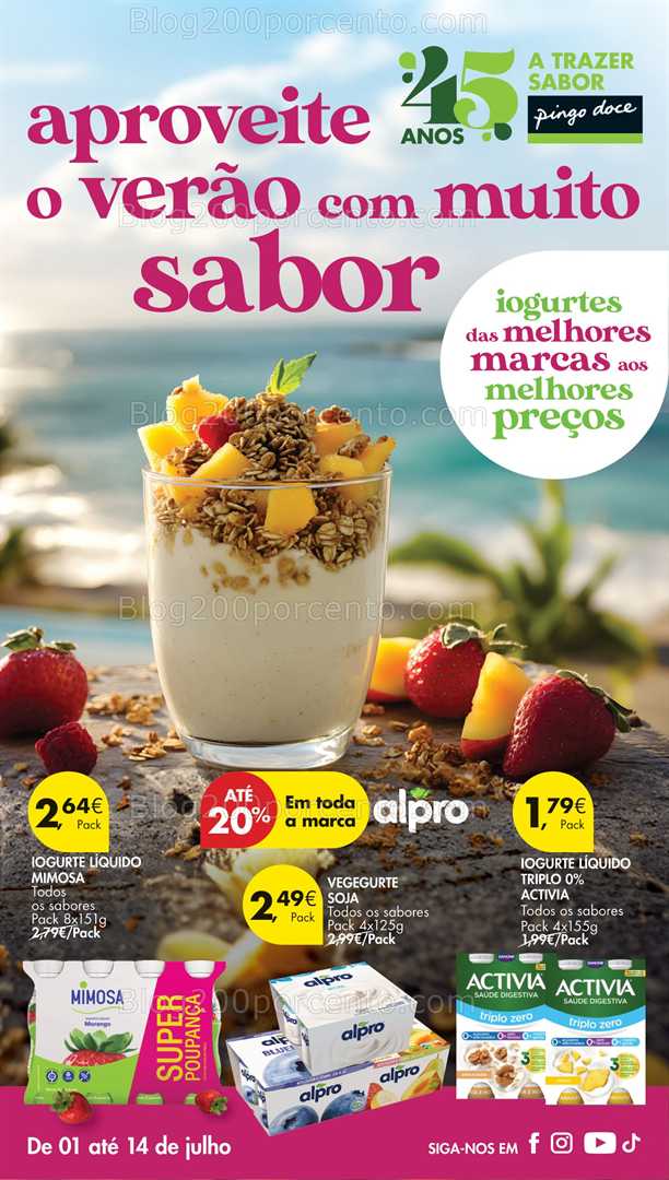 Antevisão Folheto PINGO DOCE Especial Iogurtes Promoções de 1 a 14 julho all