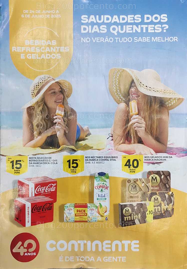 Antevisão Folheto CONTINENTE Gelados e Bebidas verão Promoções de 24 junho a 6 julho all