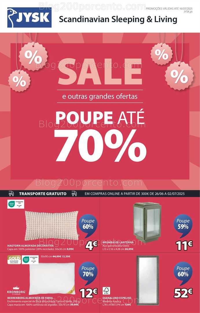 Antevisão Folheto JYSK Saldos Promoções de 26 junho a 16 julho all