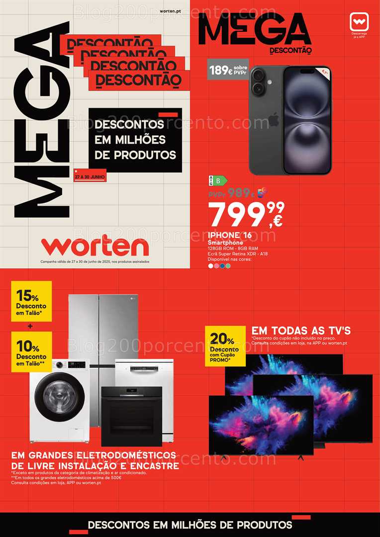Antevisão Folheto WORTEN MegaDescontão Promoções Fim de Semana - 27 a 30 junho all
