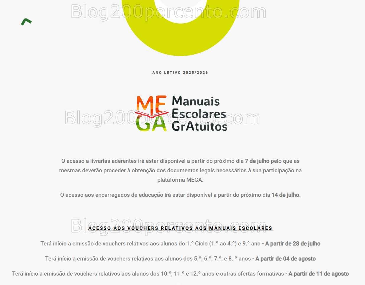 Regresso às Aulas MANUAIS ESCOLARES Gratuitos - Datas das Emissões dos Vales all