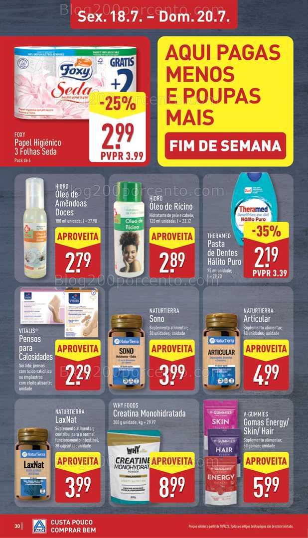 Antevisão Folheto ALDI Promoções Fim de Semana - 18 a 20 julho fim de semana