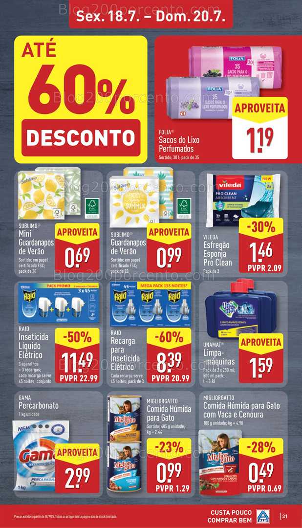 Antevisão Folheto ALDI Promoções Fim de Semana - 18 a 20 julho fim de semana