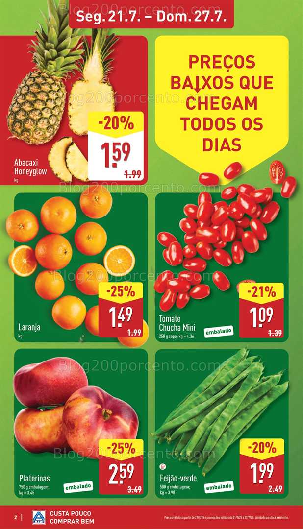 Antevisão Folheto ALDI Promoções de 21 a 27 julho frescos