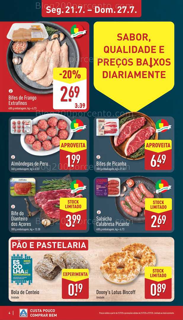 Antevisão Folheto ALDI Promoções de 21 a 27 julho frescos
