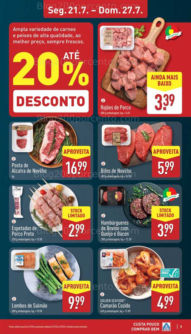 Antevisão Folheto ALDI Promoções de 21 a 27 julho frescos