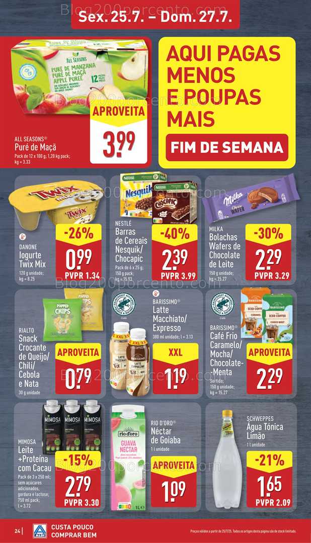 Antevisão Folheto ALDI Promoções Fim de Semana - 25 a 27 julho fim de semana