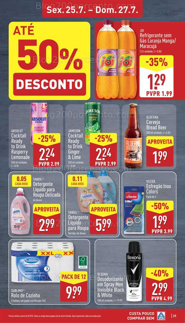 Antevisão Folheto ALDI Promoções Fim de Semana - 25 a 27 julho fim de semana