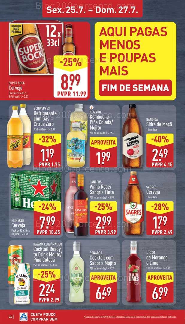Antevisão Folheto ALDI Promoções Fim de Semana - 25 a 27 julho fim de semana
