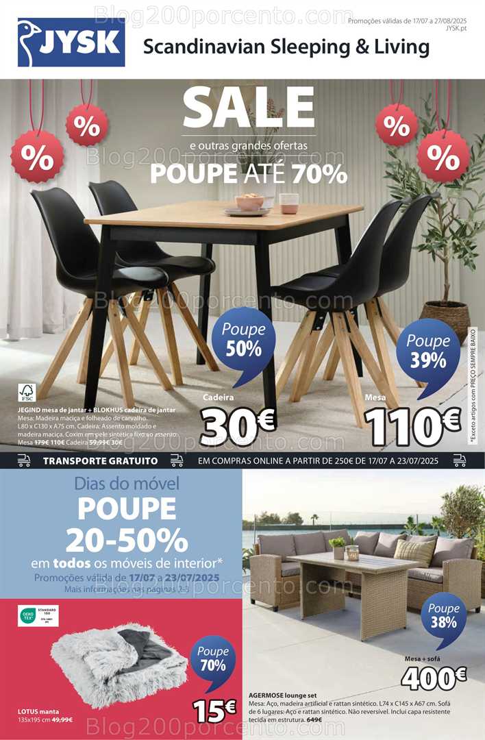 Antevisão Folheto JYSK Promoções de 17 julho a 27 agsoto all