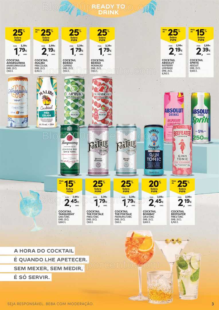 Antevisão Folheto CONTINENTE Cocktails - 15 julho a 10 agosto