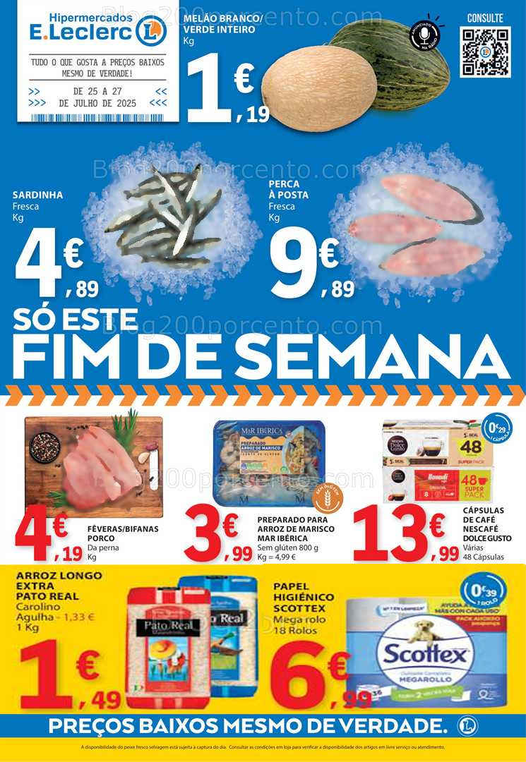 Antevisão Folheto E-LECLERC Promoções Fim de Semana - 25 a 27 julho alimentos