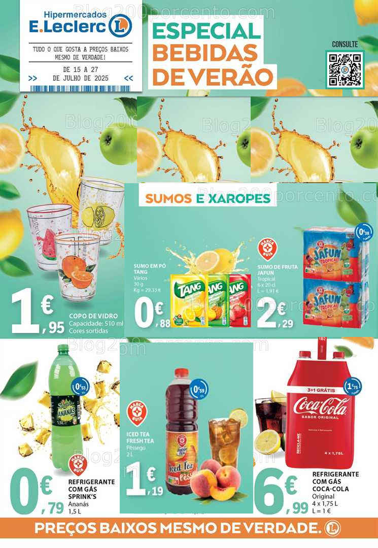 Antevisão Folheto E-LECLERC Bebidas de Verão Promoções de 15 a 27 julho all