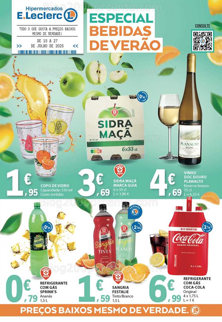 Antevisão Folheto E-LECLERC Bebidas de Verão Promoções de 15 a 27 julho all