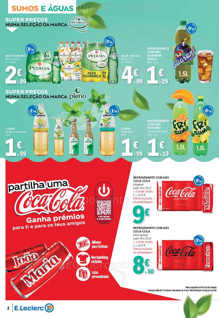 Antevisão Folheto E-LECLERC Bebidas de Verão Promoções de 15 a 27 julho all