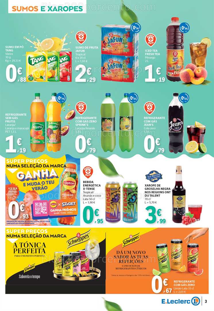 Antevisão Folheto E-LECLERC Bebidas de Verão Promoções de 15 a 27 julho all