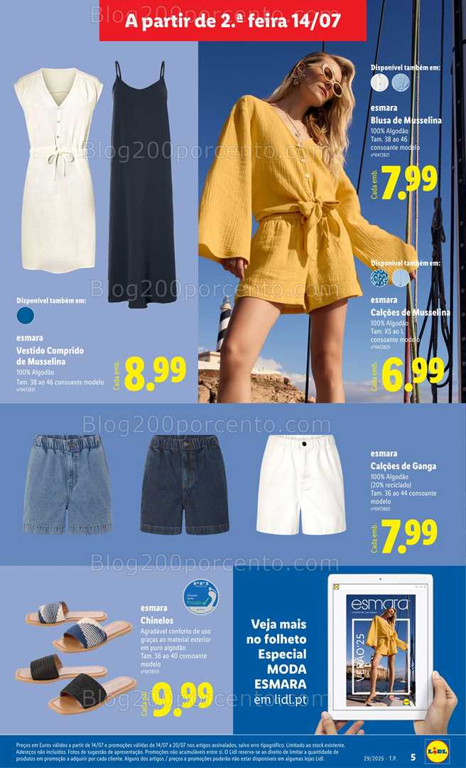 Antevisão Folheto LIDL Moda Promoções de 14 a 24 julho moda