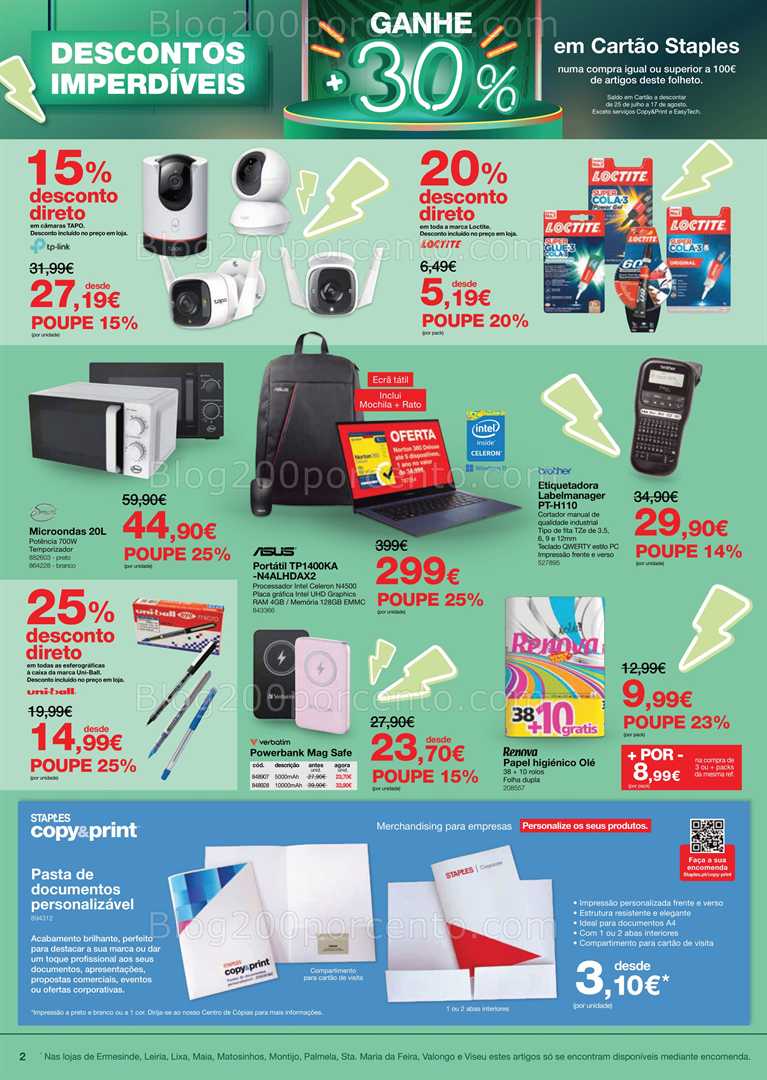 Antevisão Folheto STAPLES Promoções de 10 a 24 julho tecnologia