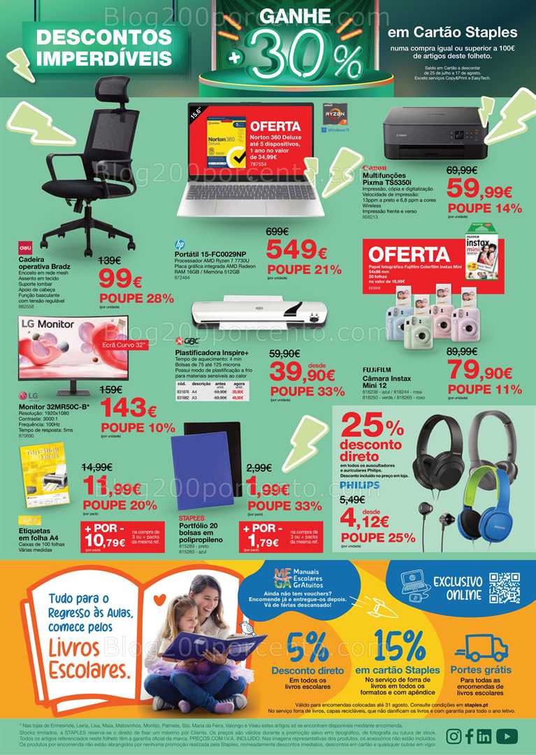 Antevisão Folheto STAPLES Promoções de 10 a 24 julho tecnologia