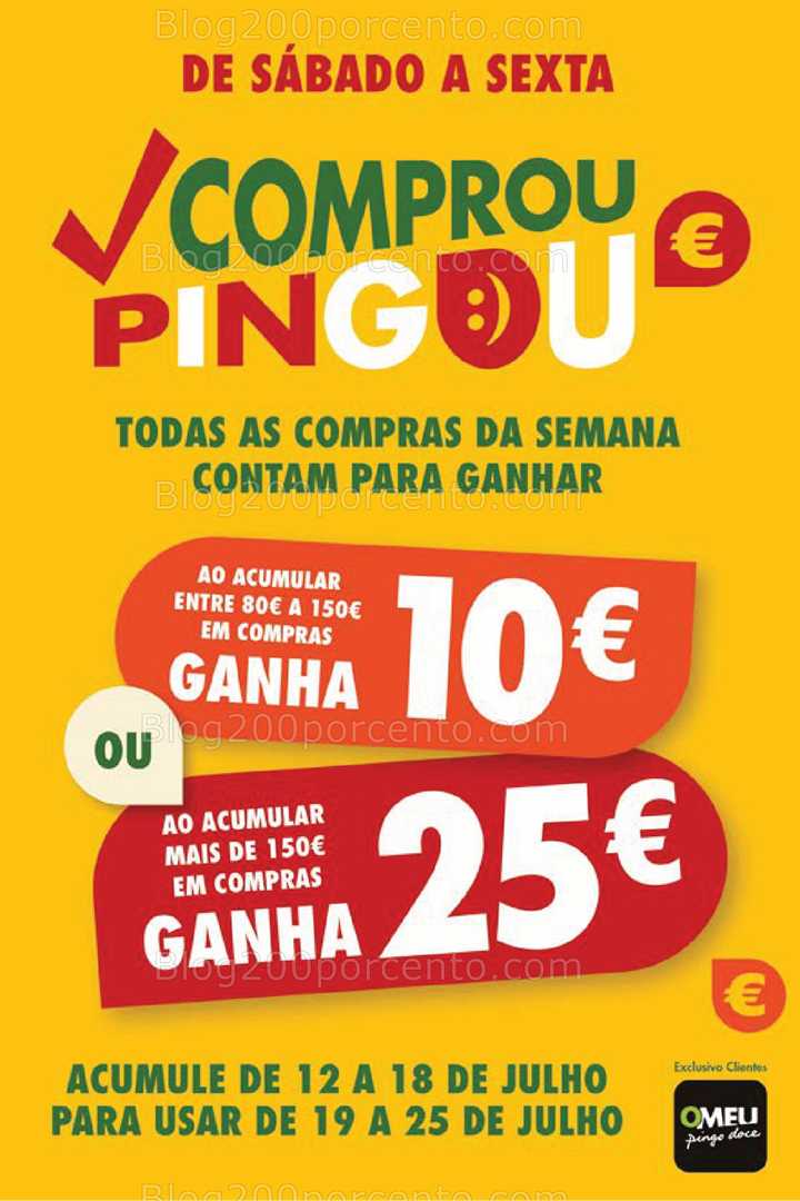 Antevisão Promoções PINGO DOCE ganhe até 25€ - 12 a 18 julho promoções