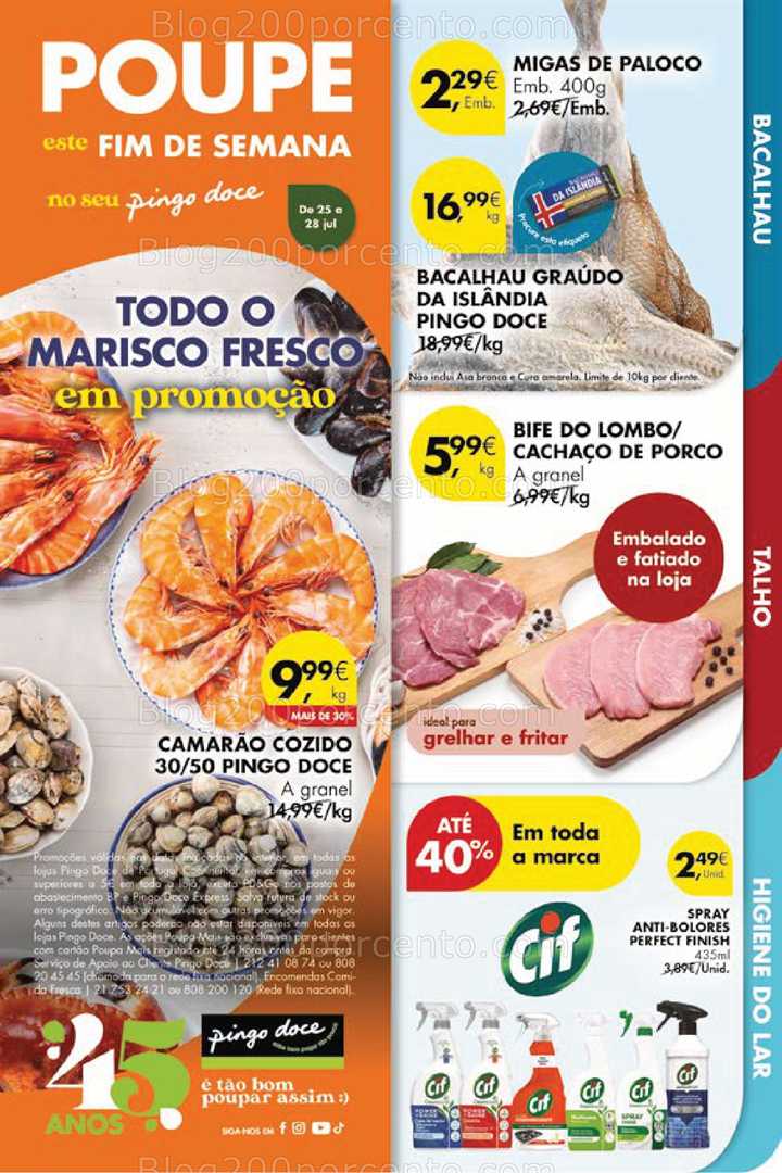 Antevisão Folheto PINGO DOCE Promoções Fim de Semana - 25 a 28 julho all