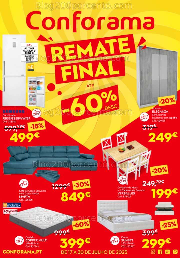 Antevisão Folheto CONFORAMA Remate Final Promoções de 17 a 30 julho