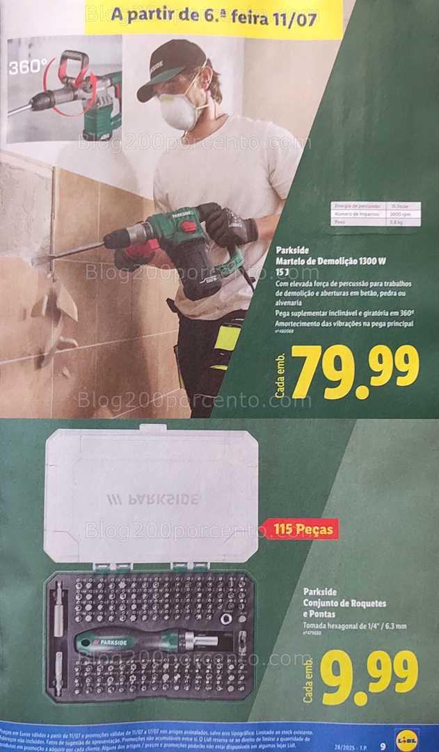 Antevisão Folheto LIDL Bazar Promoções 11 a 17 julho ferramentas